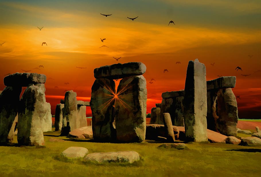 stonehenge, england, inggris, kuno, batu, monumen, prasejarah, pedesaan, tua, misteri