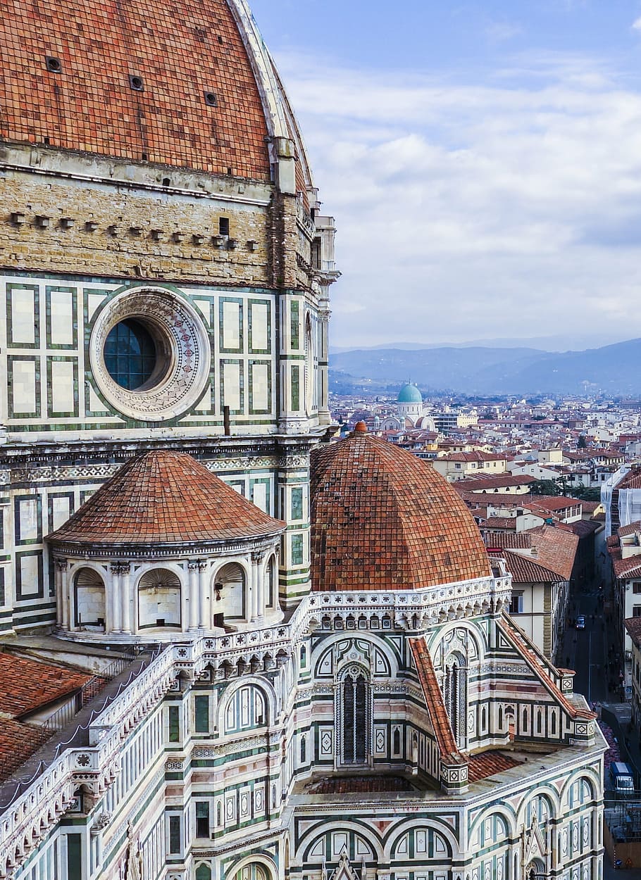 brown cathedral roof, florence, church, cathedral, dom, building, architecture, gothic architecture, sky, gothic