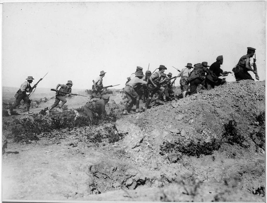 charging, trench, battle, gallipoli, Australian Troops, battle of Gallipoli, australian, combat, soldiers, trench warfare