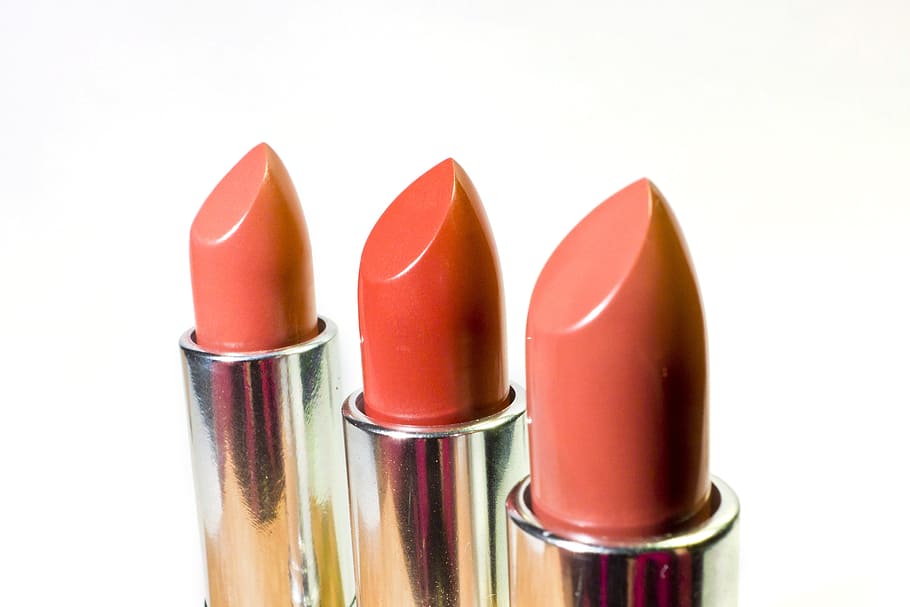 closeup, photography, three, assorted-color lipsticks, lipstick, cosmetics, face, beauty, makeup, pink