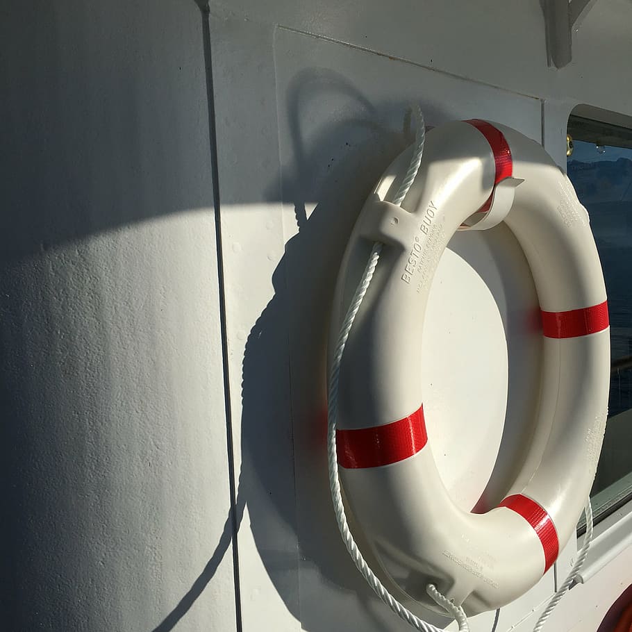 lifebelt, ship, lake, seafaring, ship accessories, red, wall - building feature, indoors, safety, shadow