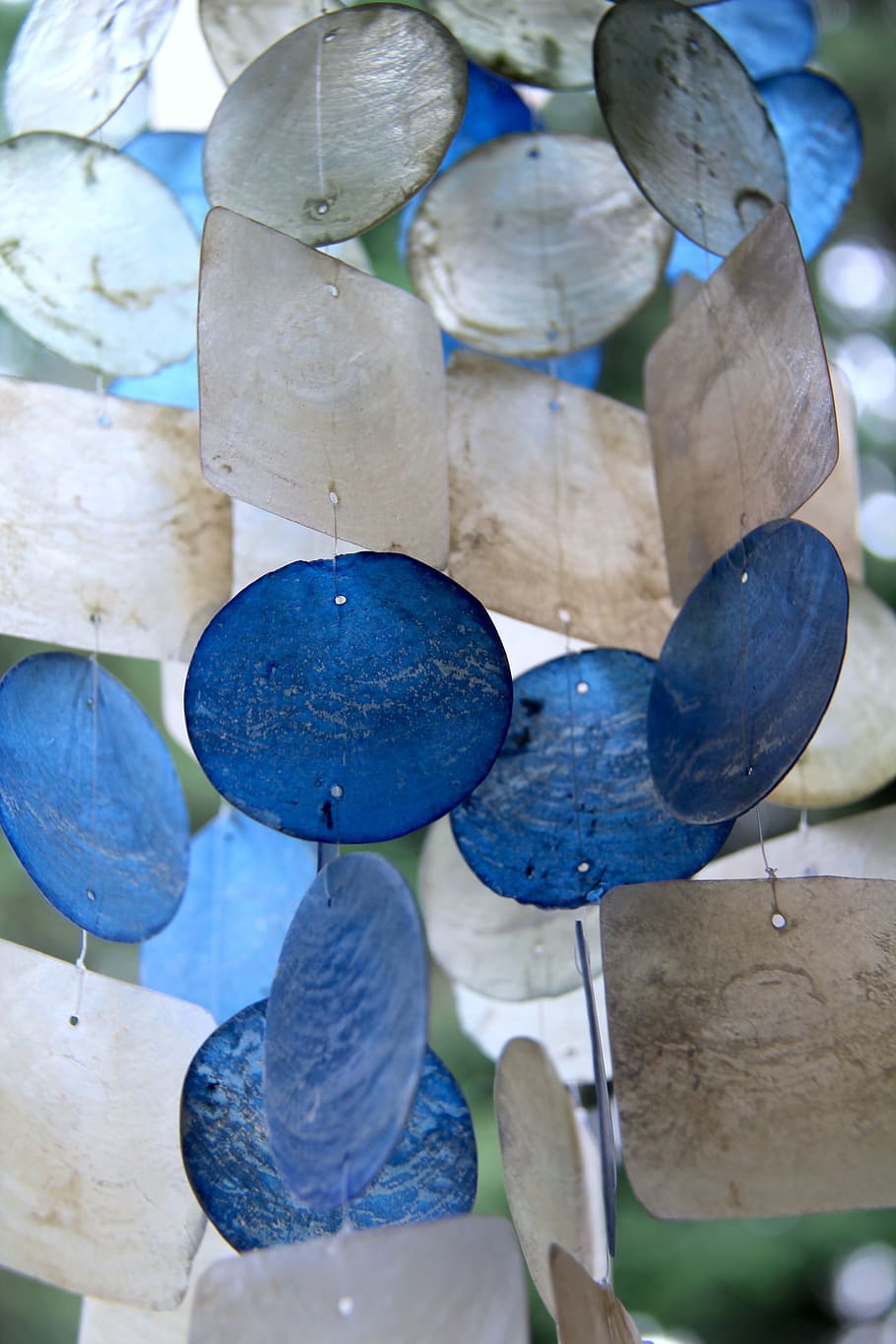 wind chime, blue, transparent, sound, hang, hanging, summer, decoration, white, instrument