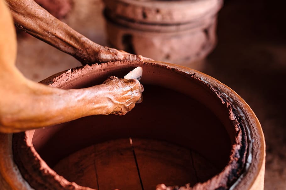 person, making, clay pot, pottery, craft, workers, pot, art, west, wheel