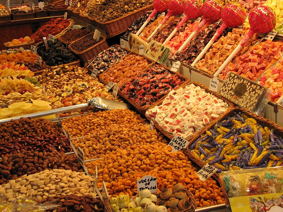 dulce, comercio, tienda, frutos secos, elección, variación, alimentos y bebidas, alimentos, venta minorista, abundancia