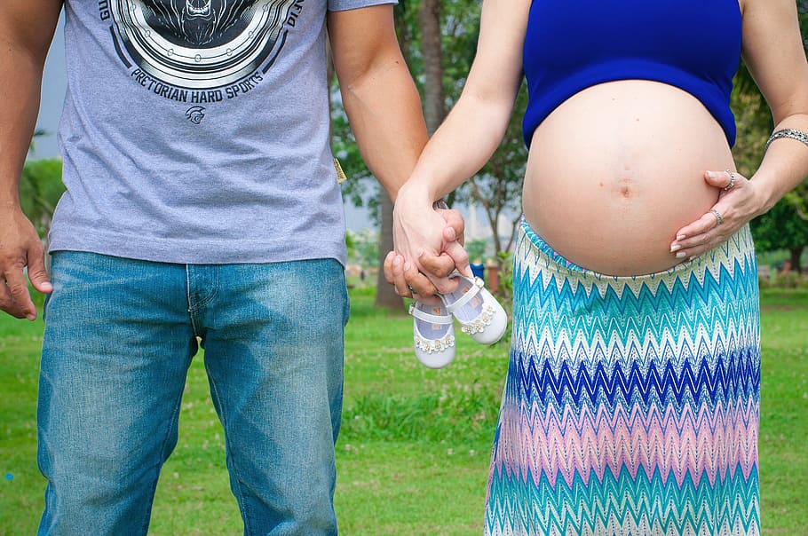 two, persons, holding, hands, pregnant woman, casal, pregnancy, love, baby, pregnant