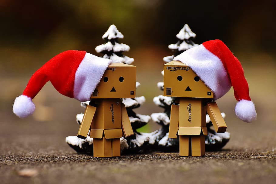 danbo, christmas, figure, together, hand in hand, love, togetherness, for two, funny, figures