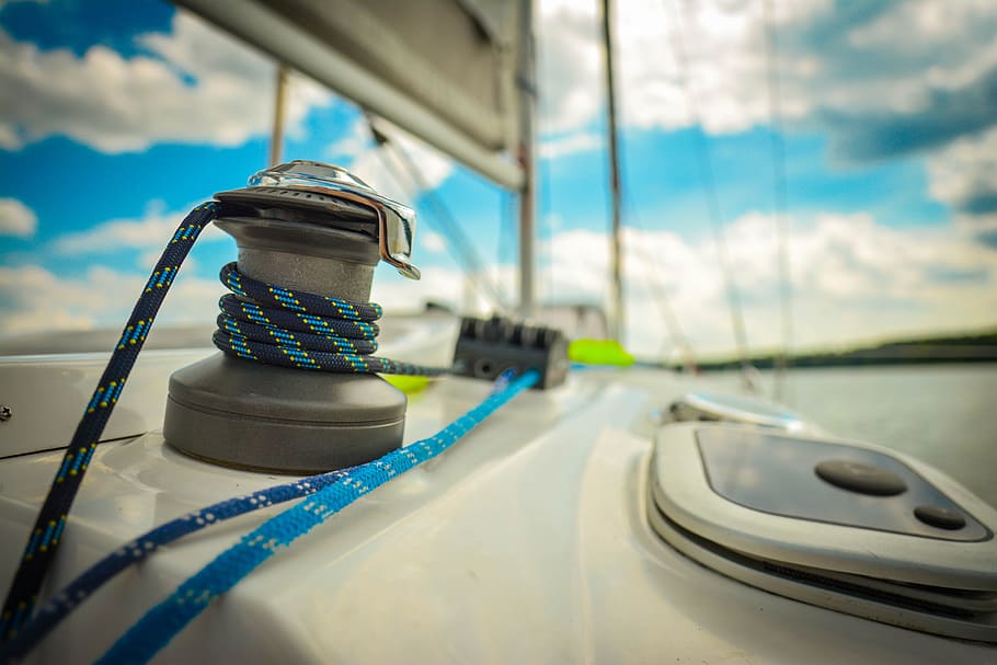blue rope, sailing, masuria, the sun, water, clouds, sky, nature, lake, cruise