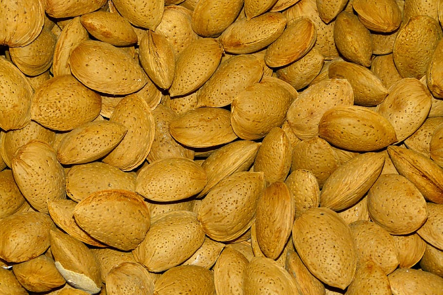 food, healthy, snack, seed, batch, almonds, almond, dried fruits, full frame, large group of objects
