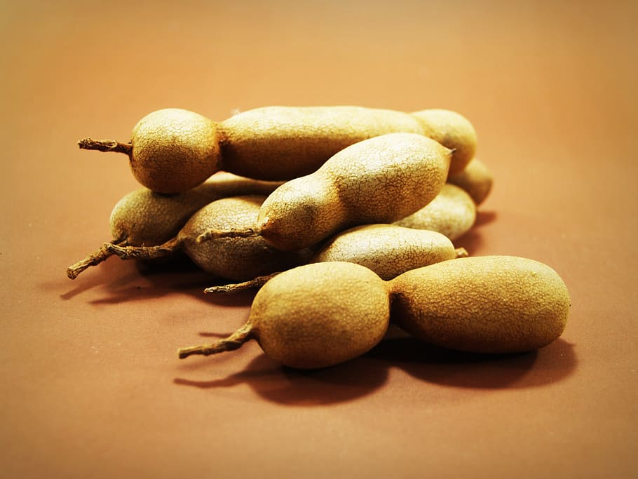tamarind, isolated, ripe, spice, tropical, dessert, white, sweet, peel, brown