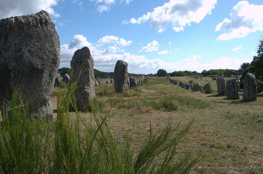 megaliths, menhirs, france, series, summer, stones, sky, cloud - sky, architecture, solid