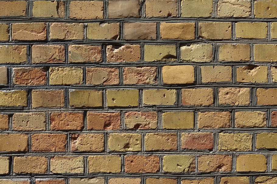 el fondo, unidad, ladrillo, ladrillo amarillo, edificio, el cemento, paredes, patrón, piezas, áspero