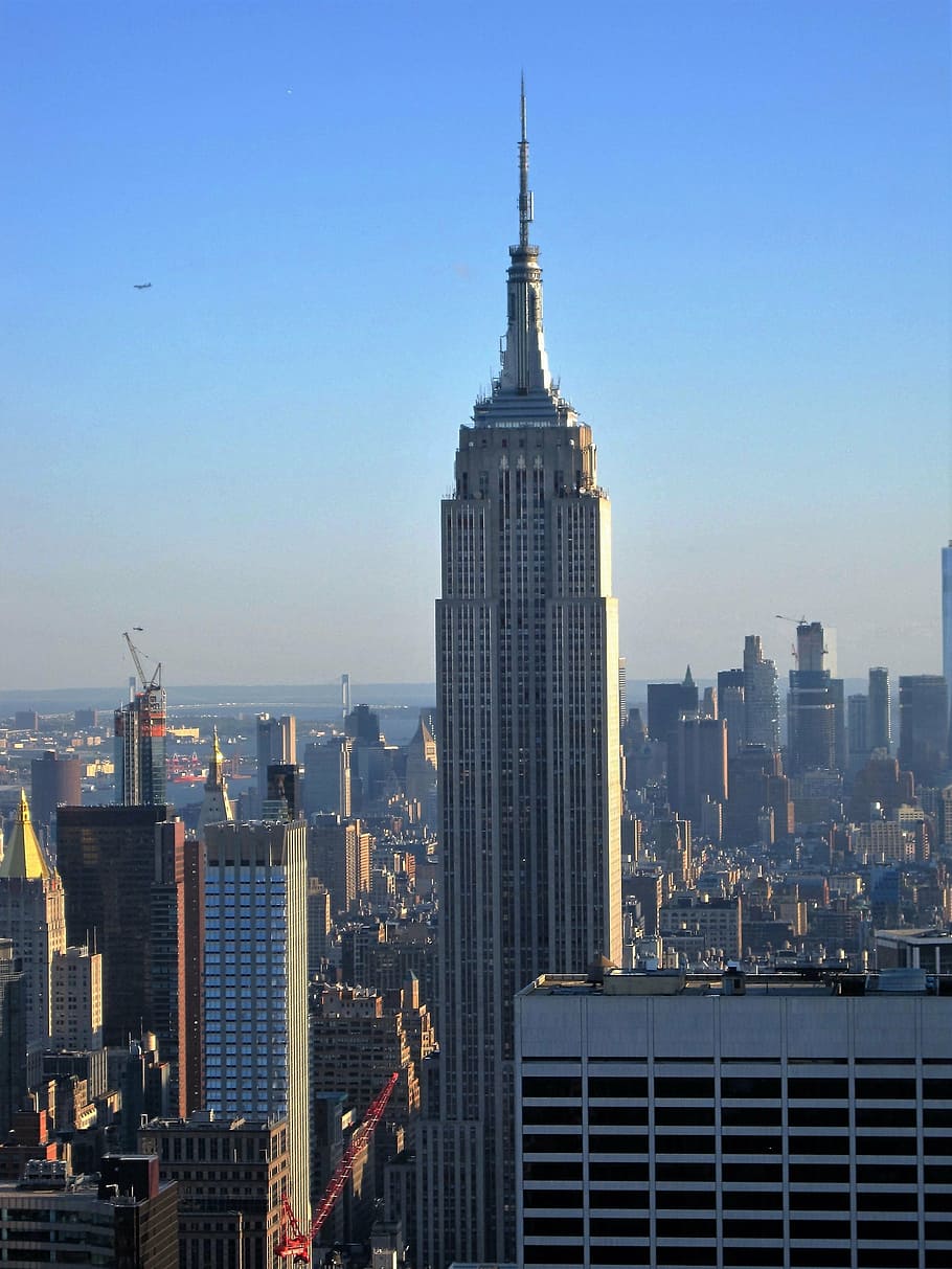 Nueva York, Empire State Building, vista desde el Rockefeller Center, Big Apple, vistas de la ciudad, rascacielos, Manhattan, horizonte, Estados Unidos, panorama