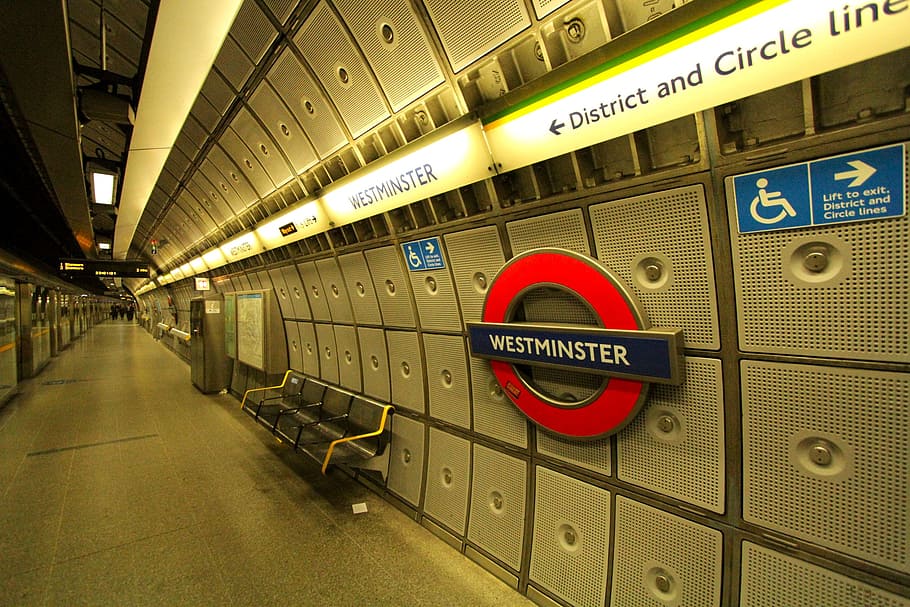 westminster signage, metro, london, city, station, underground, westminster, tube, train, transport