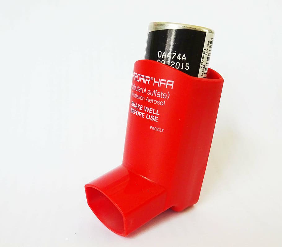 red, white, respirator, surface, asthma, inhaler, medicine, asthmatic, medical, breathing