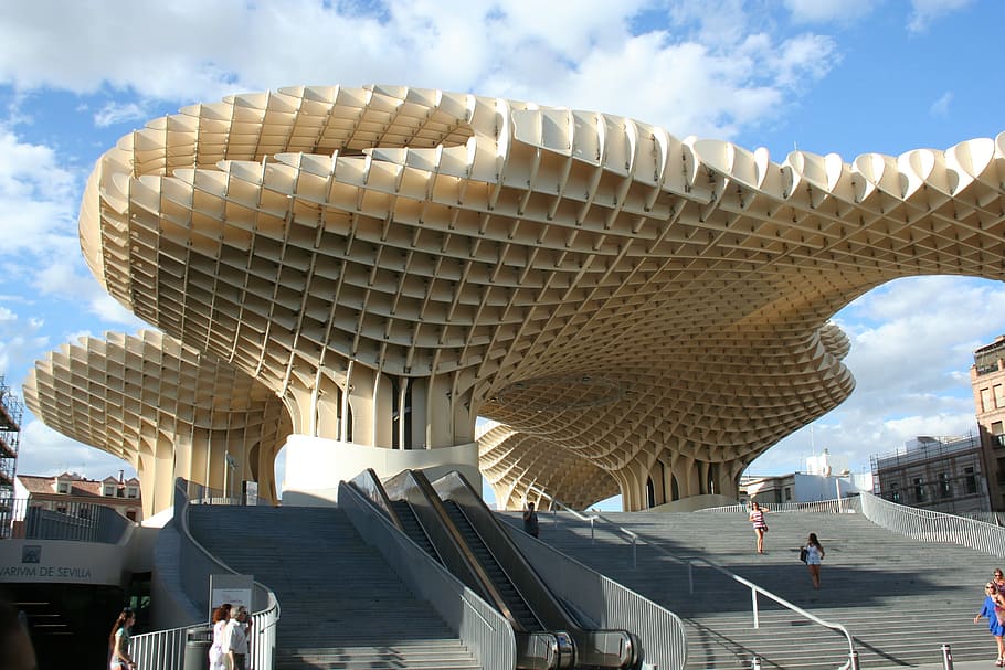 Seville, Architecture, Spain, metropol parasol, by jürgen mayer-hermann, incidental people, sky, travel destinations, cloud - sky, day
