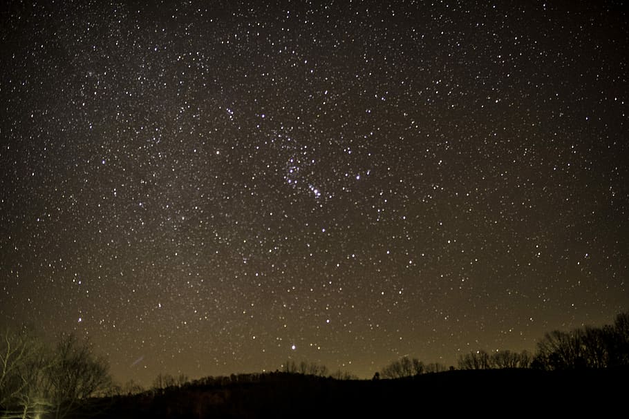 星の夜空, 丘, エコーブラフ州立公園, たくさん, 星, 夜空, エコー, ブラフ, 州立公園, ミズーリ州