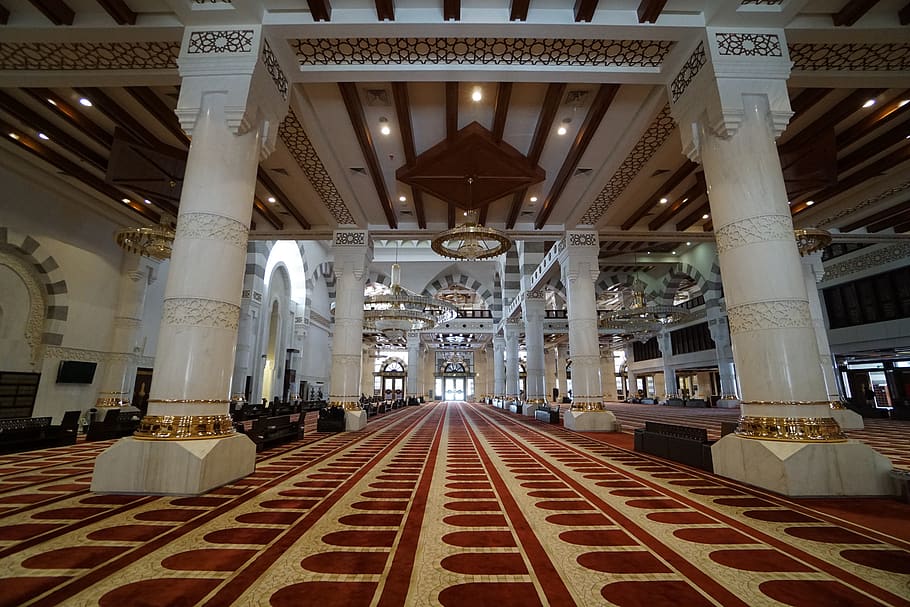 masjid racih, meca, umrah, makkah, estrutura construída, arquitetura, coluna arquitetônica, iluminado, o caminho a seguir, direção