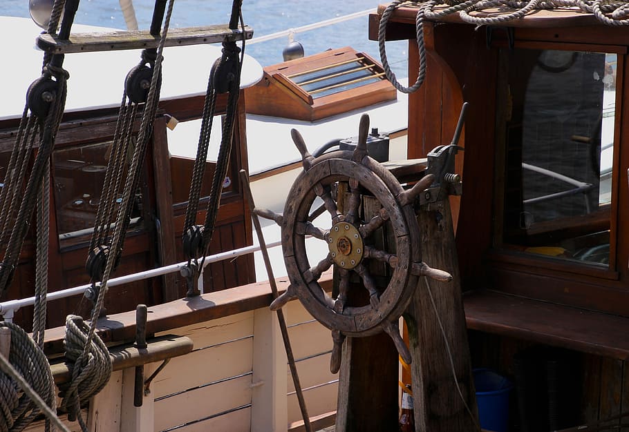 brown ship's wheel, Sailing, Ship, Ship'S Wheel, Boat, Sea, ship, sailing, sail, water, sail boat