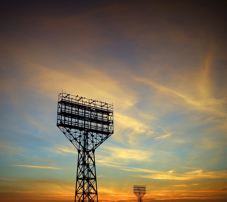 russia, saratov, stadium falcon, stadium, autumn, dawn, view, view from the window, clouds, tower