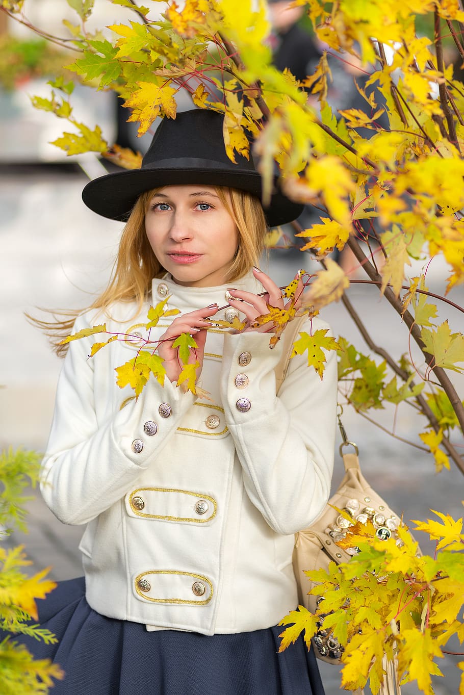 tree, leaves, autumn, model, girl, wind, autumn in the city, autumn gold, in the fall of, autumn came