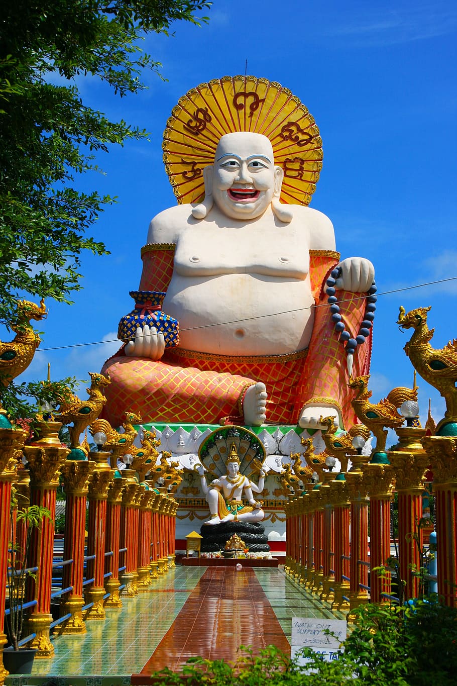 budai statue, buddha, thailand, koh samui, temple, asia, religion, buddhism, thai, statue