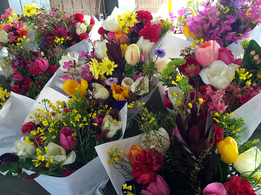 Flowers, Fresh, Market, Green, Spring, fresh, market, green, spring, natural, color, blossom