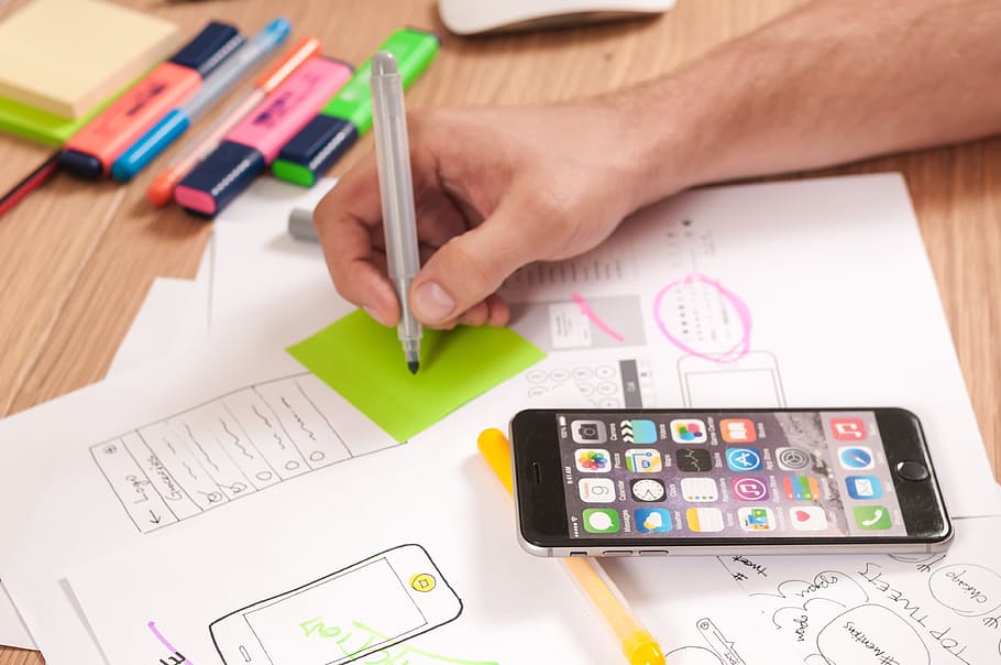 person holding pen, ux, design, webdesign, app, mobile, business, interface, flat, symbol