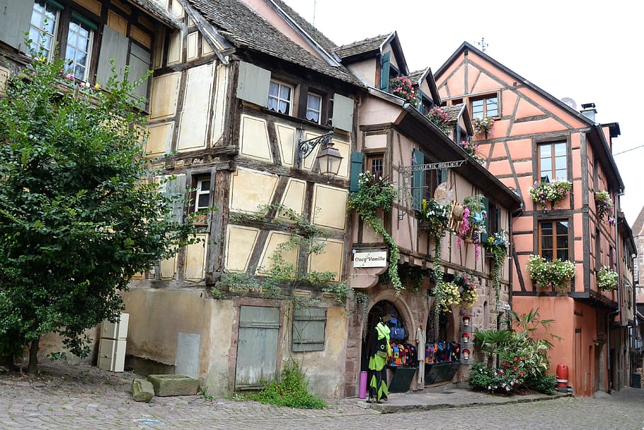 Timber-Framed, House, Colmar, timber-framed, house, building exterior, architecture, built structure, window, street, building