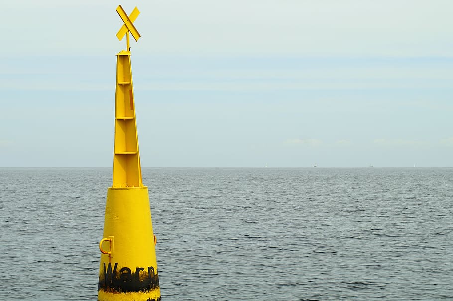 ton, marine, yellow, mark ton, shipping, symbol, fairway, waterway, caution, concrete drying