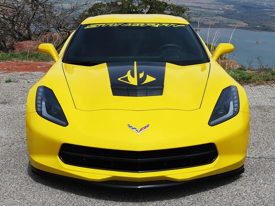 yellow chevrolet corvette, corvette, stingray, automobile, drive, performance, power, chevrolet, fast, speed