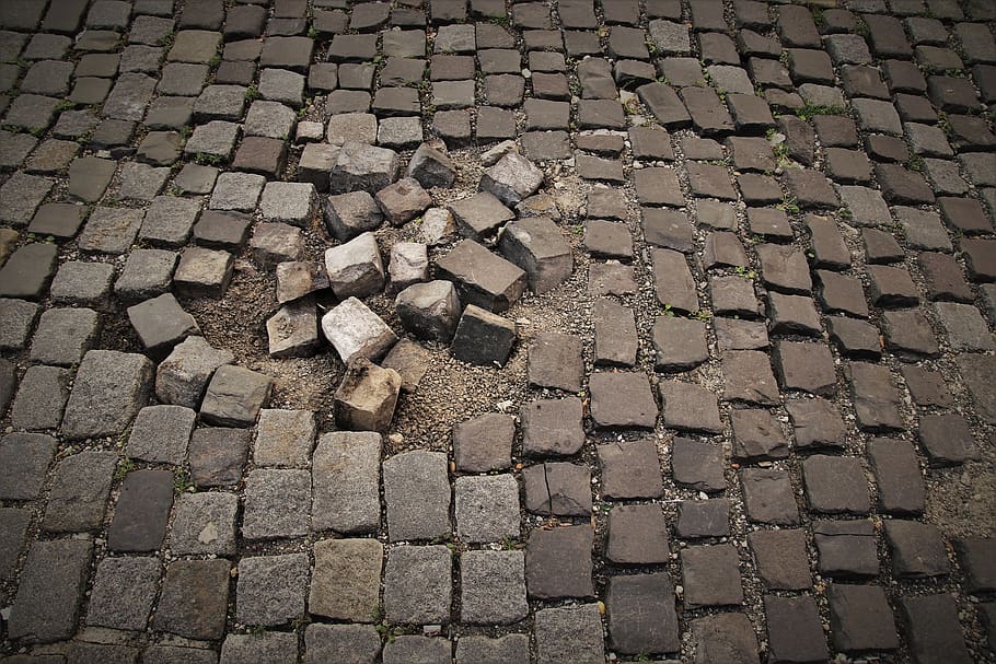pavers, uncomfortable, pavement, reason, cracked, street, broken, stone, grey, surface