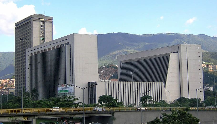 la, alpujarra, administrativo, centro, Centro administrativo de La Alpujarra, Medellín, Colômbia, centro administrativo, ponte, construção