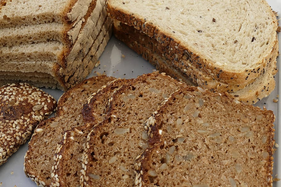 bread slices, sliced, bread, whole wheat bread, white bread, farmer's bread, bright bread, whole wheat, baked goods, breakfast