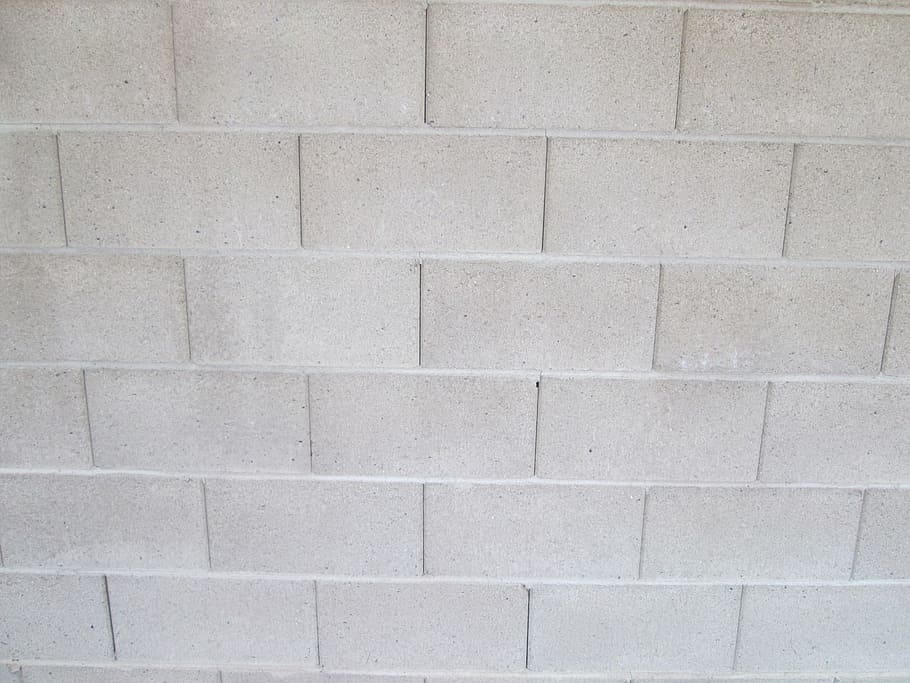 Blanco, pared de bloques de hormigón, foto de primer plano, azulejos, bloques, patrones, paredes, planas, superficies, lisas