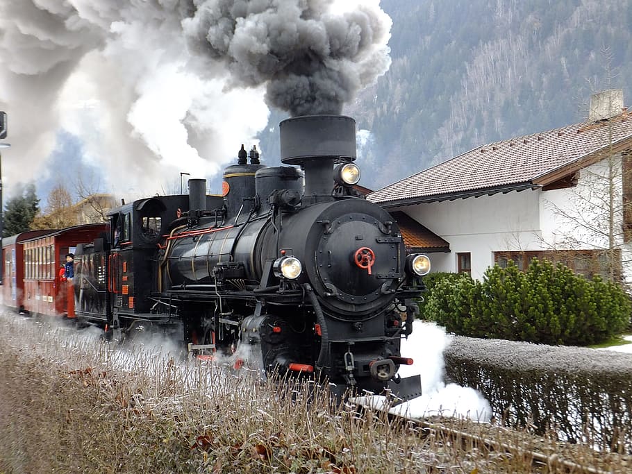 steam, train, railway line, railway, smoke, locomotive, engine, steam locomotive, steam railway, rail traffic