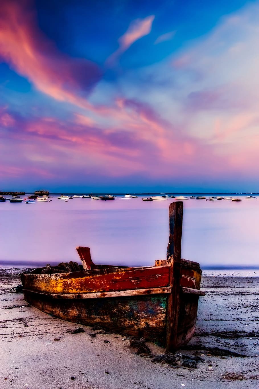 brown, wooden, boat painting, portugal, boat, sailboats, sea, ocean, beach, seashore