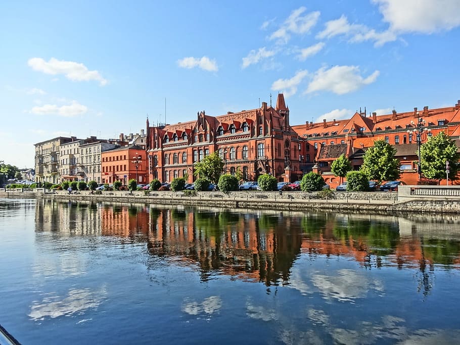 Bydgoszcz, Waterfront, Embankment, Canal, river, urban, buildings, poland, architecture, famous Place
