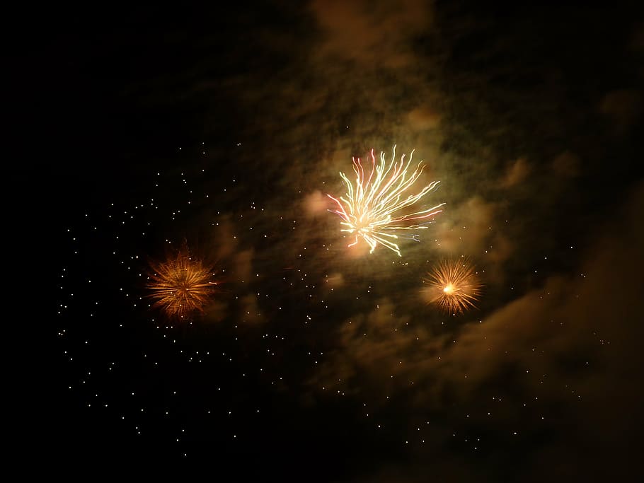 the night sky, fire operations, cheers, to show, flame, night, illuminated, firework, exploding, firework display