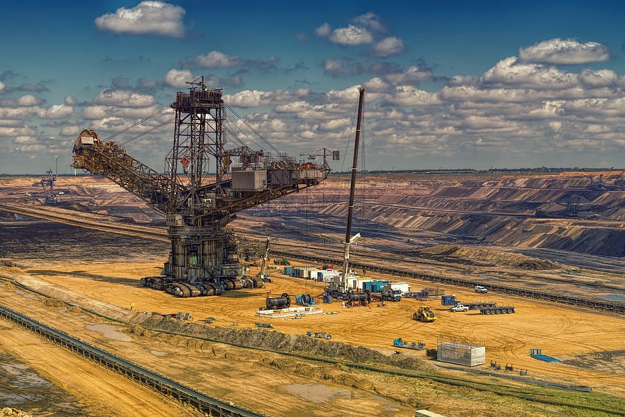 brown coal, open pit mining, garzweiler, industry, environment, electricity production, resources, energy, clouds, sky