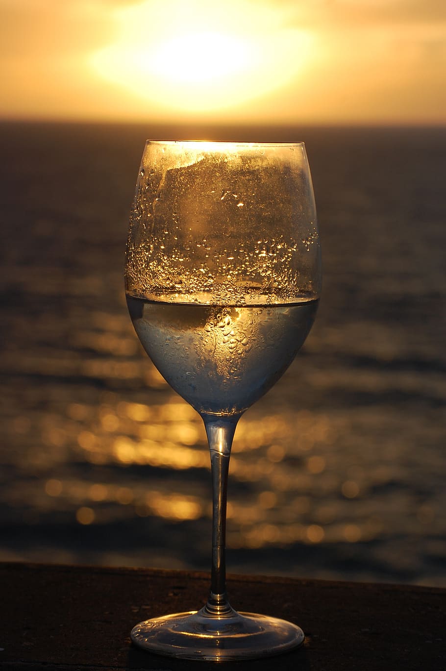 wine, wine glass, sunset, beach, ocean, relax, object, alcohol, celebration, beverage