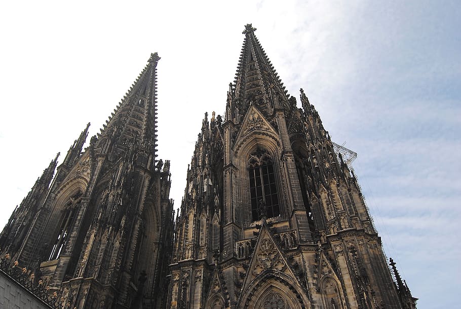 double tower, towers, bell tower, gothic, cologne, dom, side window, buttresses, pillar, cologne cathedral