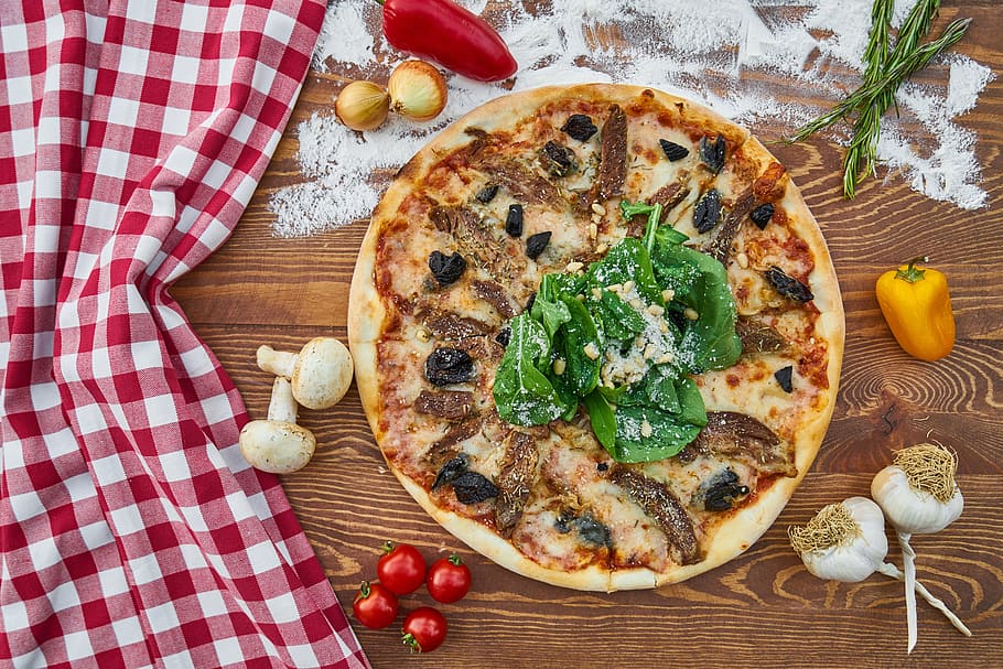 pizza, coberturas, mesa, masa, caliente, italia, italiano, mediterráneo, cocina, comida