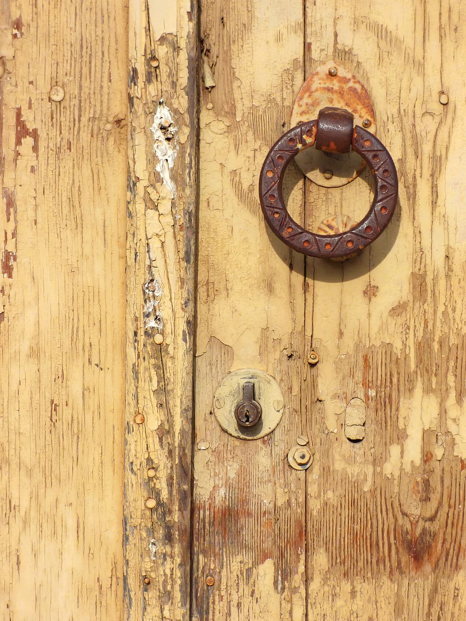 Door, Old, Wood, aldaba, tousled, old door, wood - Material, old-fashioned, entrance, door Knocker