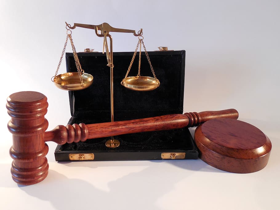 brown, mallet, balancing scale, hammer, horizontal, court, justice, right, law, case law