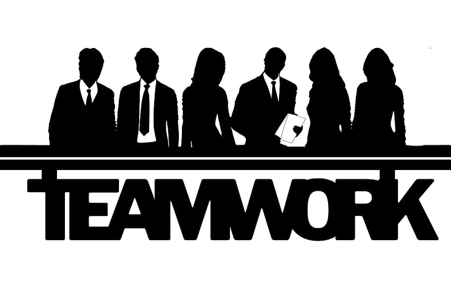 teamwork text, white, background, businessman, businesswoman, team spirit, teamwork, euro, silhouette, businessmen