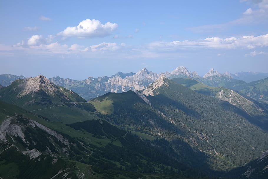 sulz tip, gimpel, kölle tip, tip of the miter, litnisschrofen, tenn mountain head, mountains, allgäu alps, landscape, mountain