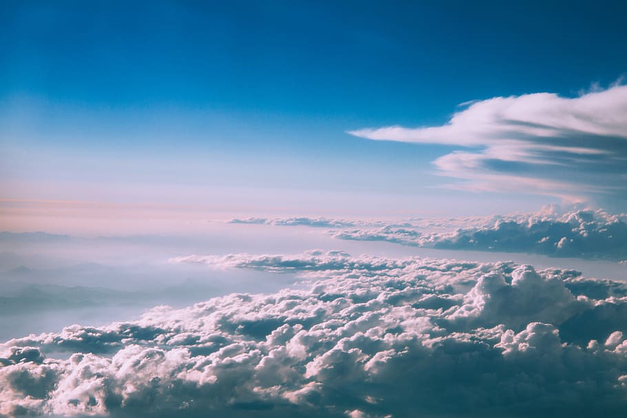 nature, sky, clouds, blue, atmosphere, fly, cloud - sky, beauty in nature, scenics - nature, tranquility