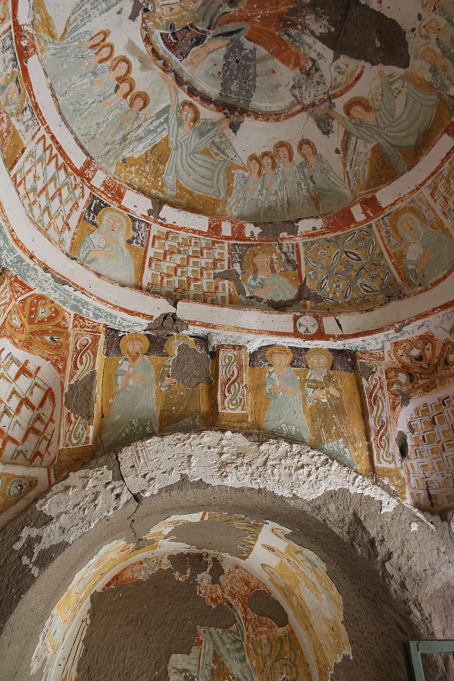 cappadocia, church, ceiling drawings, jesus, architecture, history, indoors, the past, mural, religion