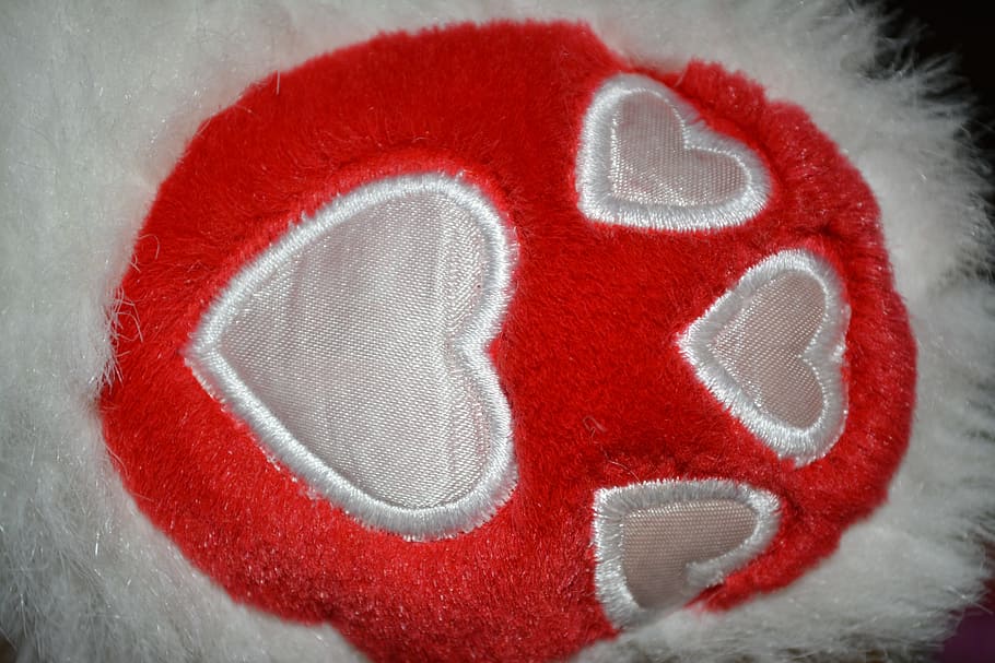 hearts, love, embroidery, romance, romantic, pillow, valentine, cloth, red, plush