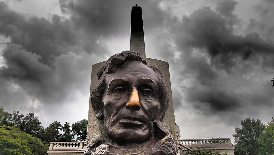 Lincoln, Grave, Springfield, illinoy, presidente, estatua, nube - cielo, escultura, historia, estructura construida